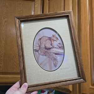 Wood Framed Squirrel Vintage Art by Steve Leonardi